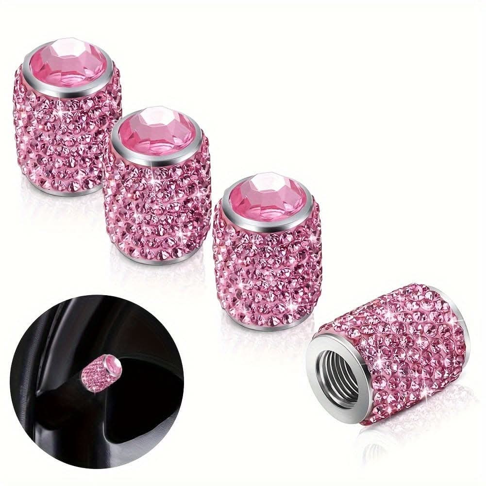 4pcs Bling Tire Valve Caps – Crystal Rhinestone Car Wheel Stem Covers