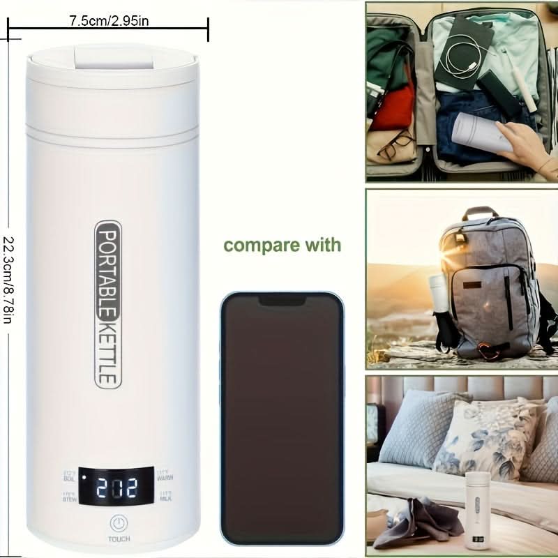 Portable Electric Travel Kettle – 500ML, 4 Presets, Stainless Steel