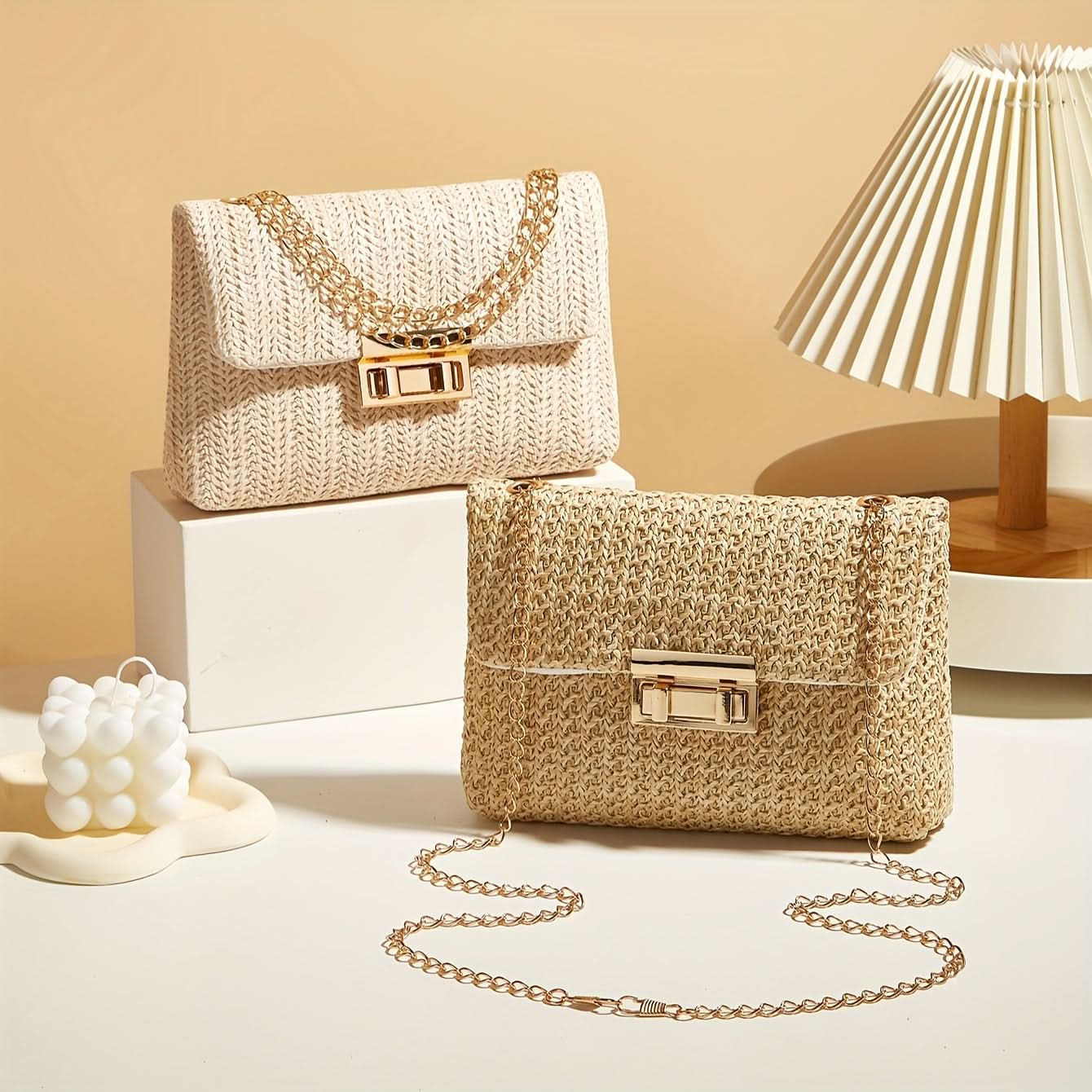 Chic Women's Straw Crossbody Bag with Detachable Strap
