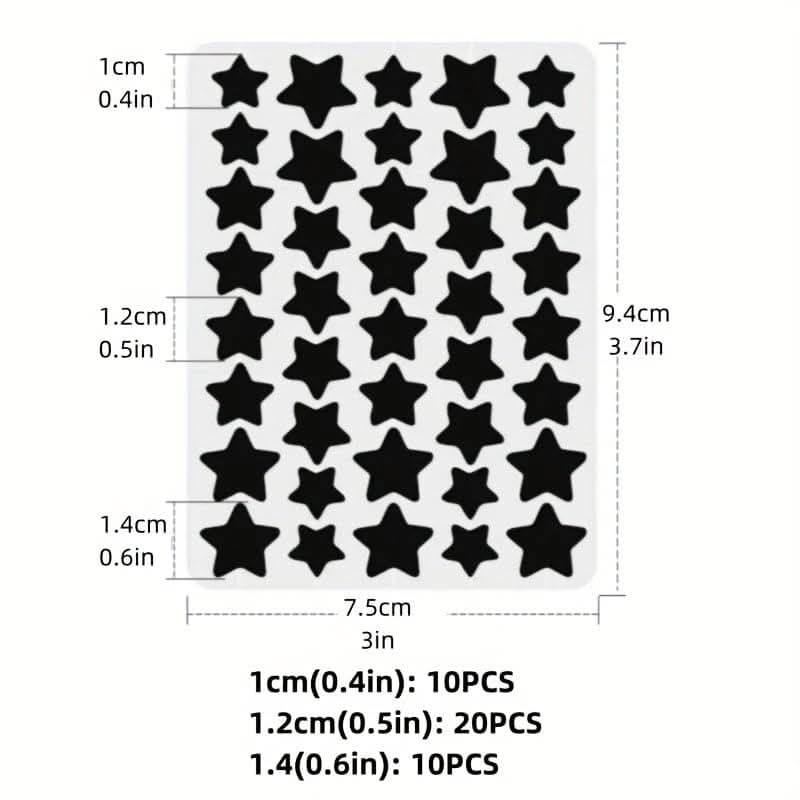 Single Pack of 40 Colorful Star & Heart Acne Patches - Skin-Safe Hydrocolloid Pimple Stickers