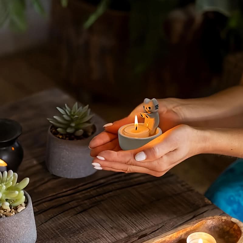 Adorable Cat Candle Holder, Cute Room Decor