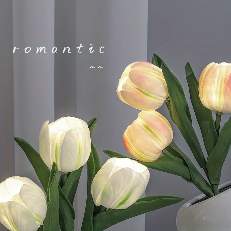 LED Tulip Simulation Night Light - Romantic Vase Decor