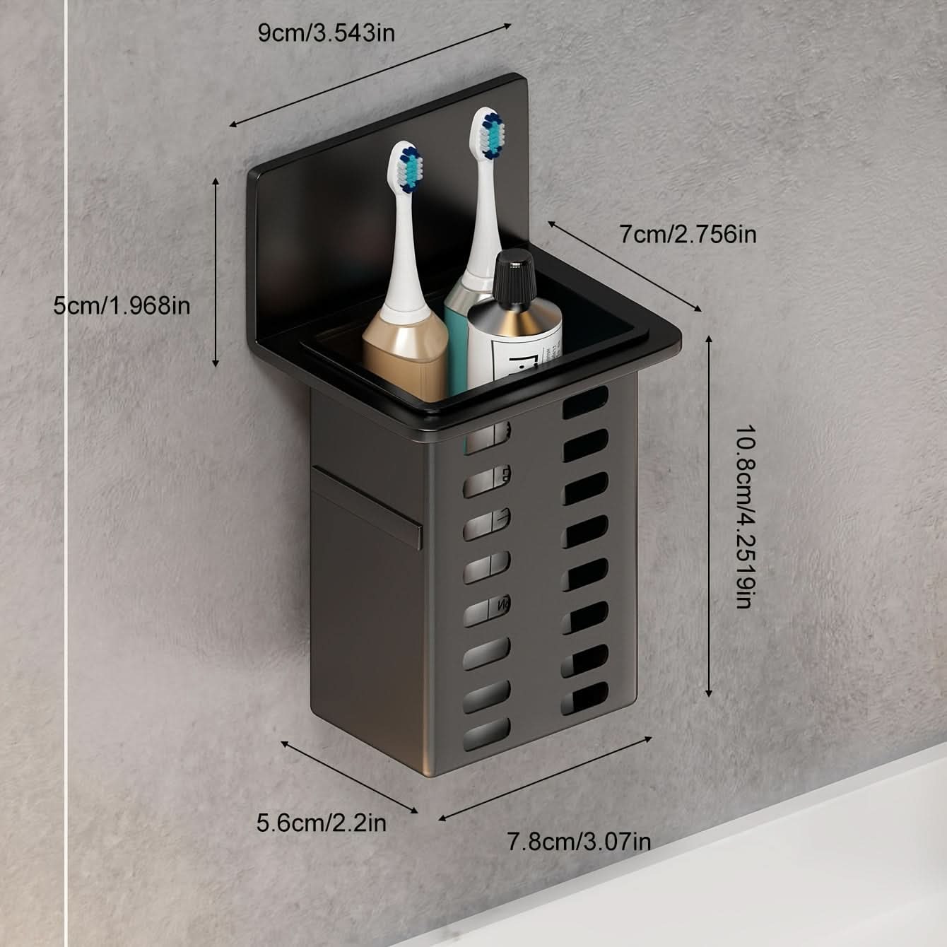 Wall-Mounted Toothbrush & Essentials Storage Rack
