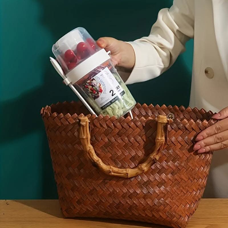 Salad Cup with Fork & Dressing Holder - Portable Salad Container