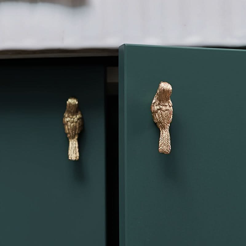 2-Pack Brass Bird-Shaped Cabinet Pulls – Polished Golden Bar Handles