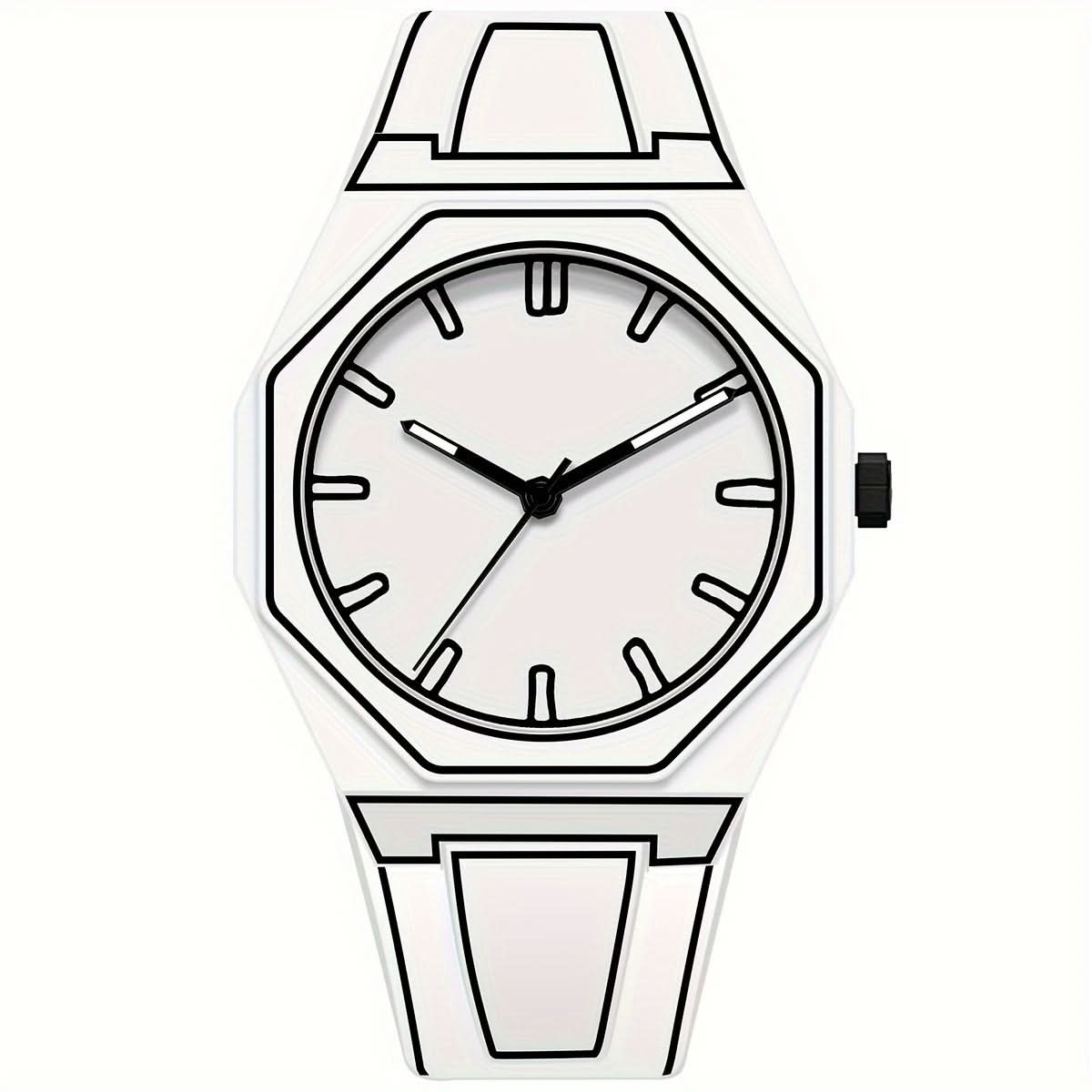 Unisex 2D Anime Comic Watch – Funky White Polygon Dial
