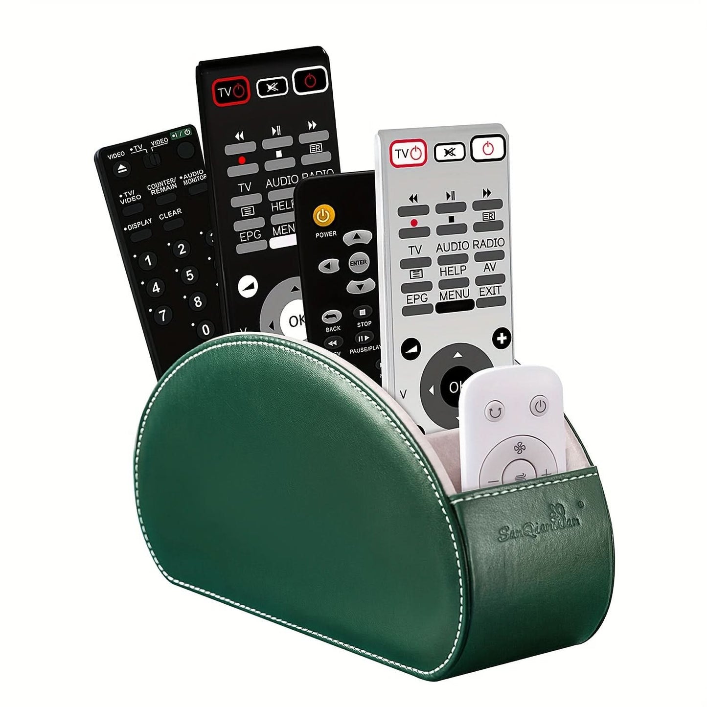 5-Compartment PU Leather Remote Organizer Box