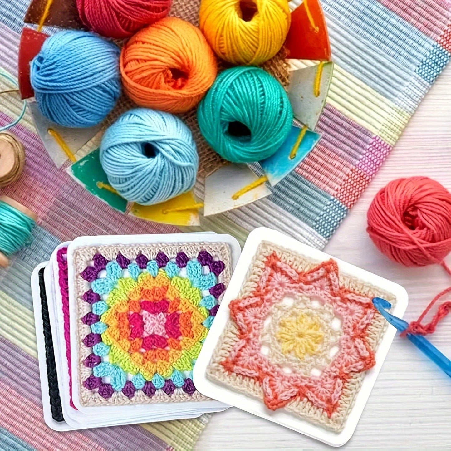 Granny Square Crochet Card Deck – 50 DIY Yarn Template Patterns for Beginners