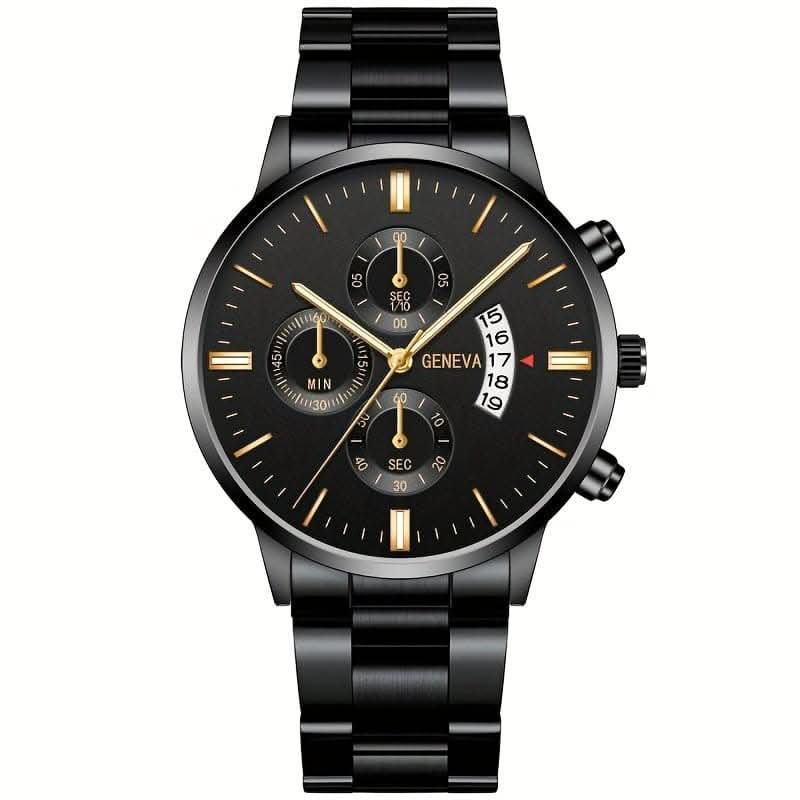 Fashion Men's Casual Quartz Watch – Calendar Feature, Stainless Steel