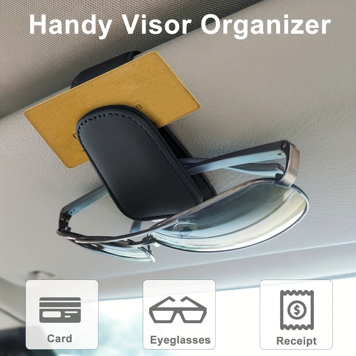 Magnetic PU Leather Car Sun Visor Glasses Holder – Secure
