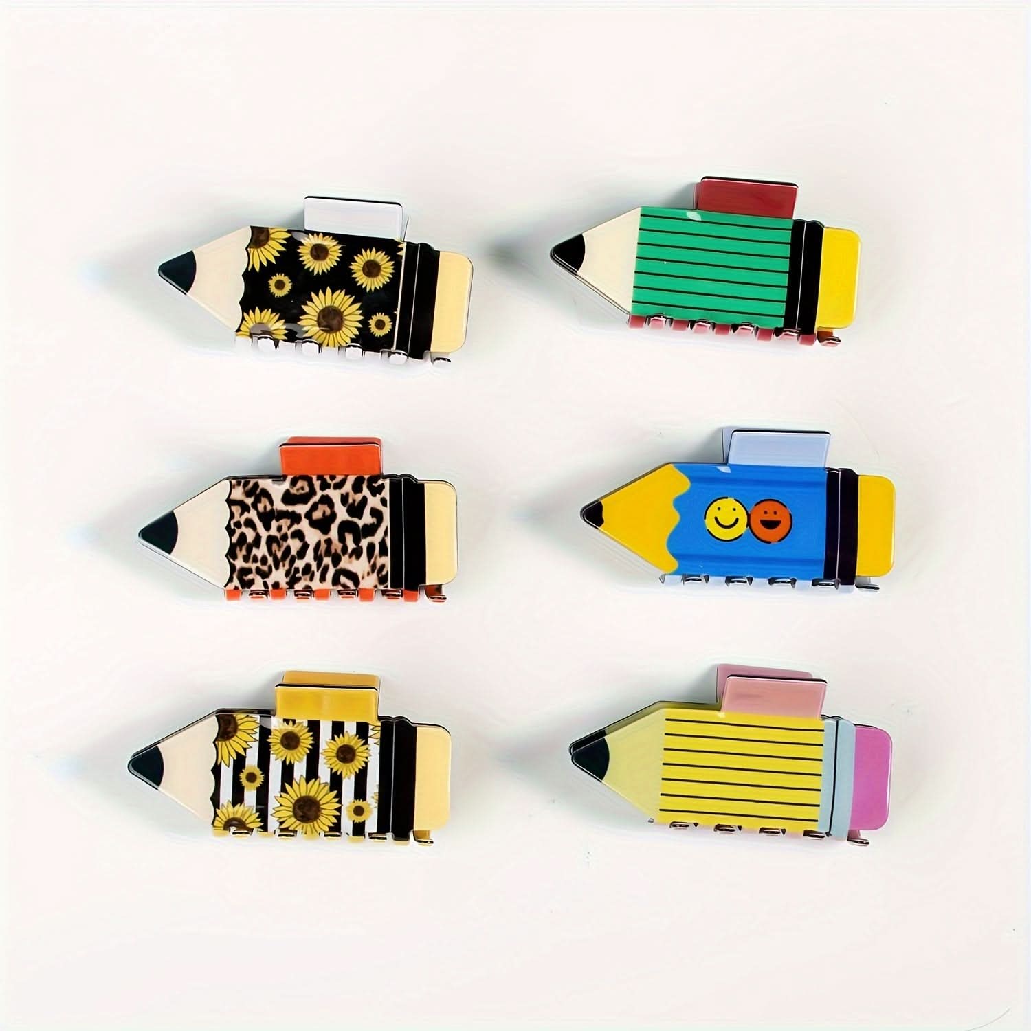 6PCS Cute Pencil-Shaped Hair Claw Clips