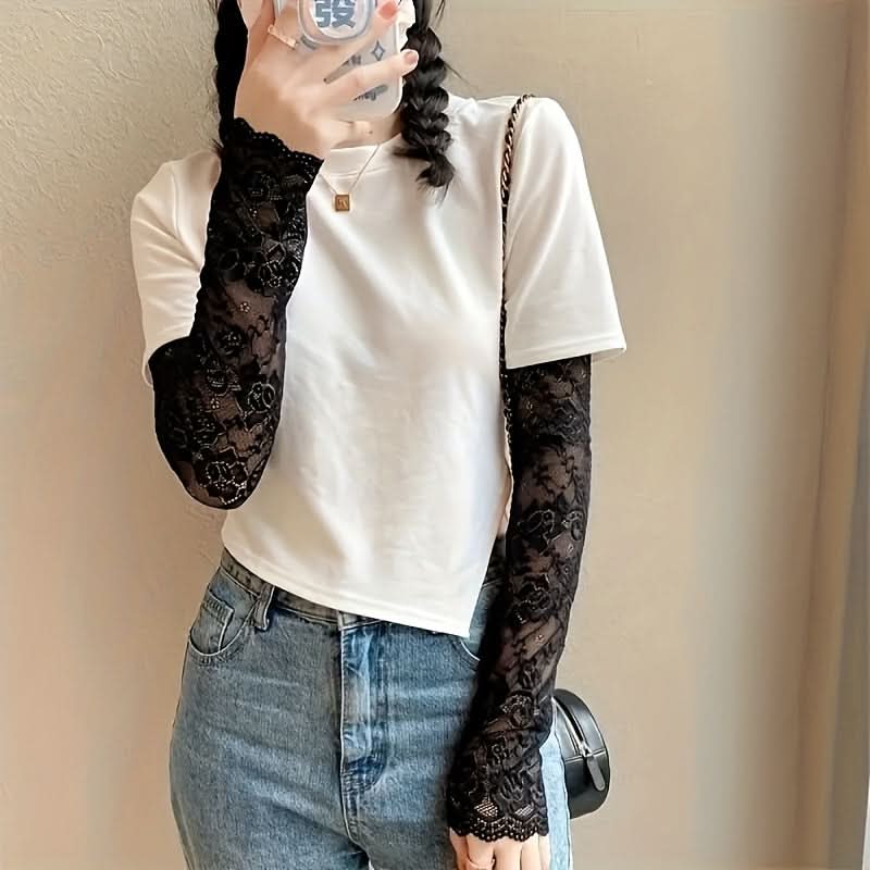 4 Pairs Women's Lace Sunscreen Arm Sleeves – Elegant Jacquard Summer Covers