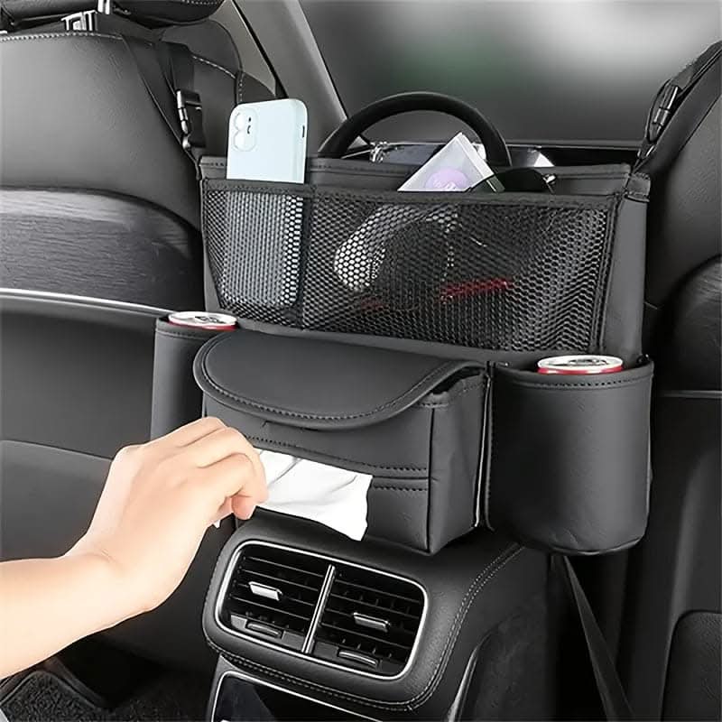 Backseat Car Organizer, Car Storage Pocket Storage Pouch, Seat Back Organizer For Drinks Document, Black