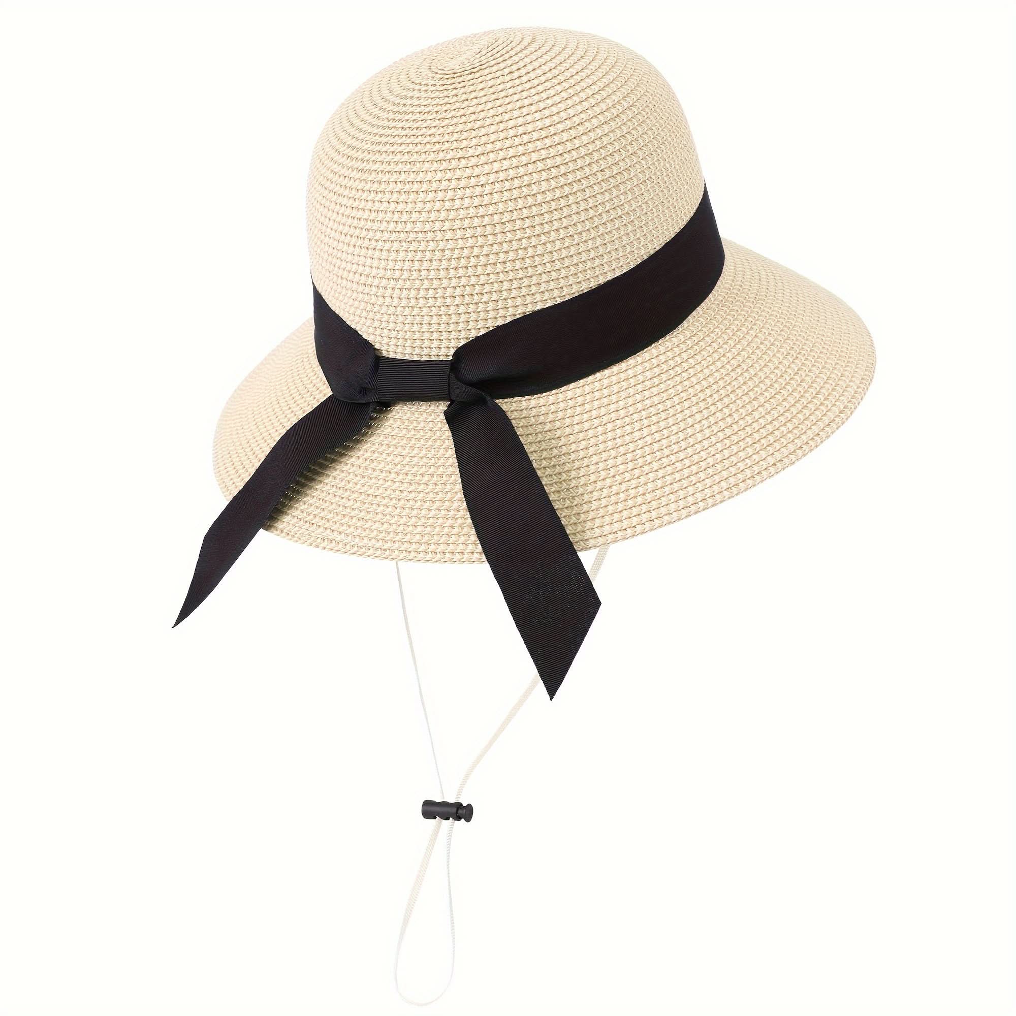 Women’s Wide Brim Straw Sun Hat – Foldable UV Protection Beach Hat