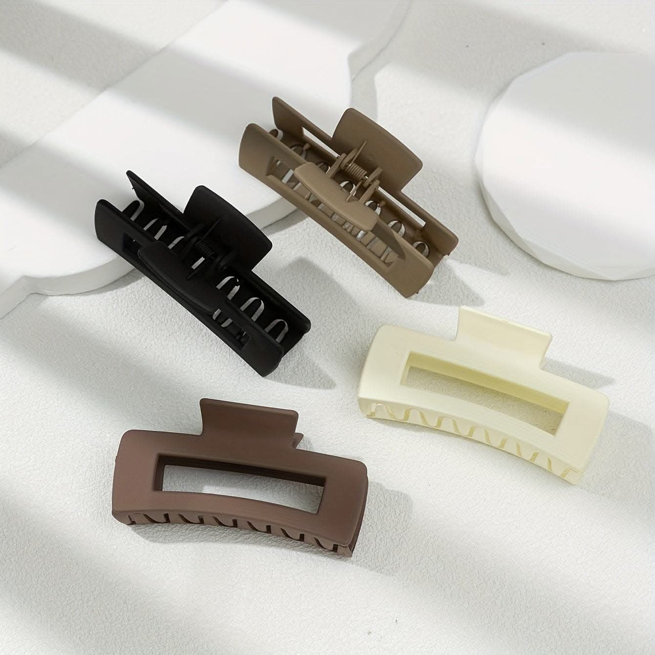 4 Pcs Stylish Rectangle Hair Claw Clips – Strong Hold, Non-Slip