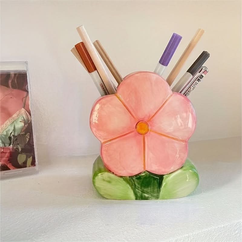 Vibrant Makeup Brush Storage Bucket - Multi-Functional Desktop Organizer