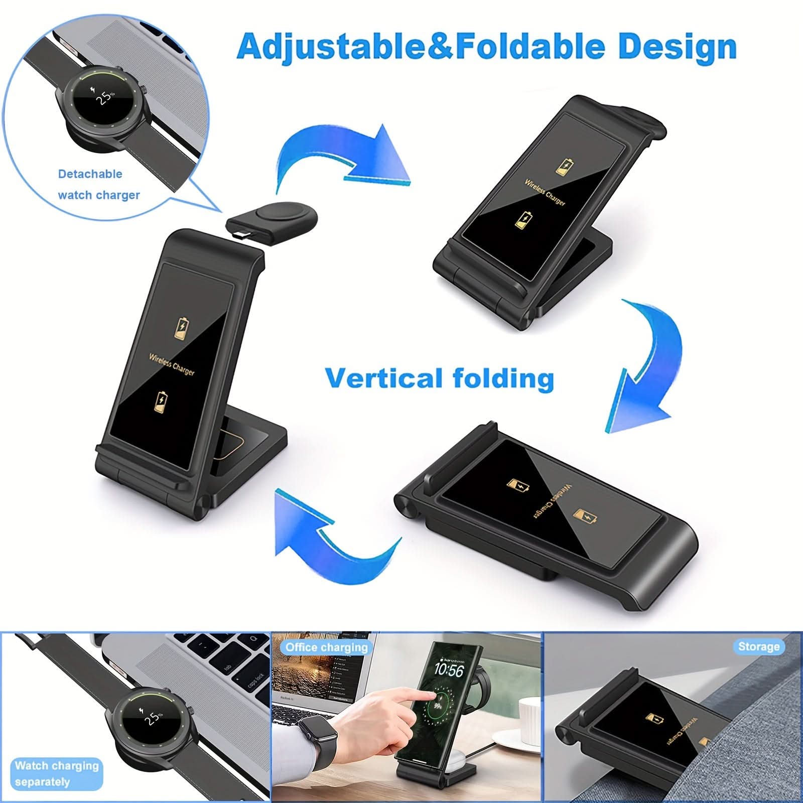 3-in-1 Fast Wireless Charger Stand for Samsung Galaxy