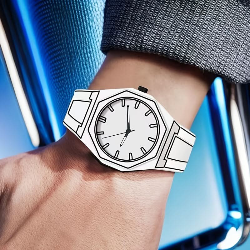 Unisex 2D Anime Comic Watch – Funky White Polygon Dial