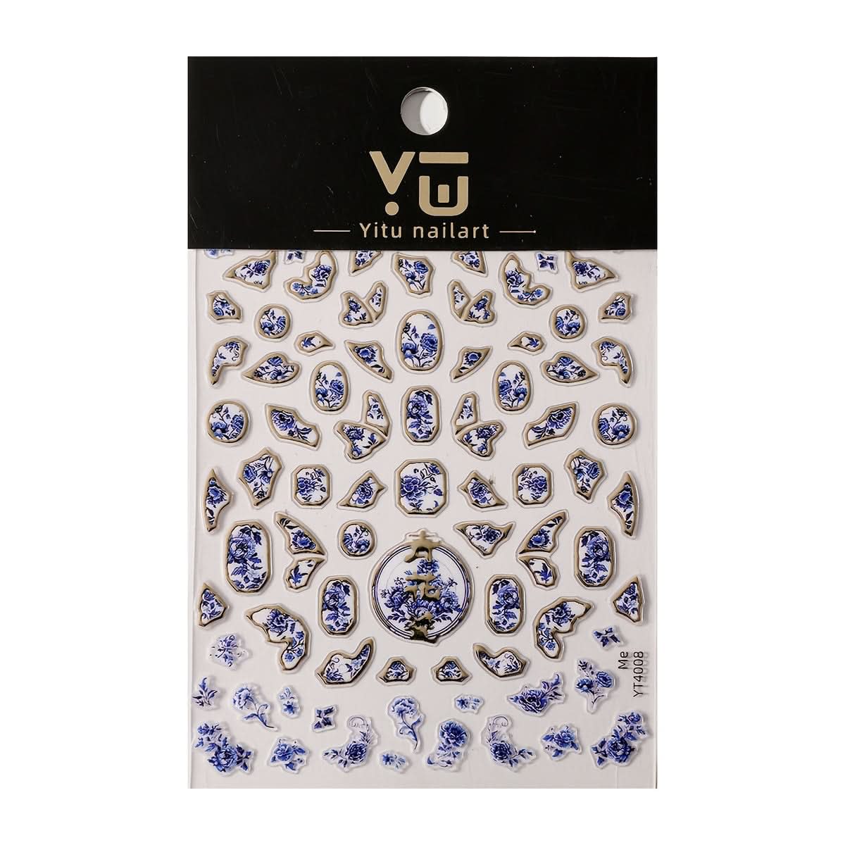 5pcs Blue & White Porcelain Nail Stickers