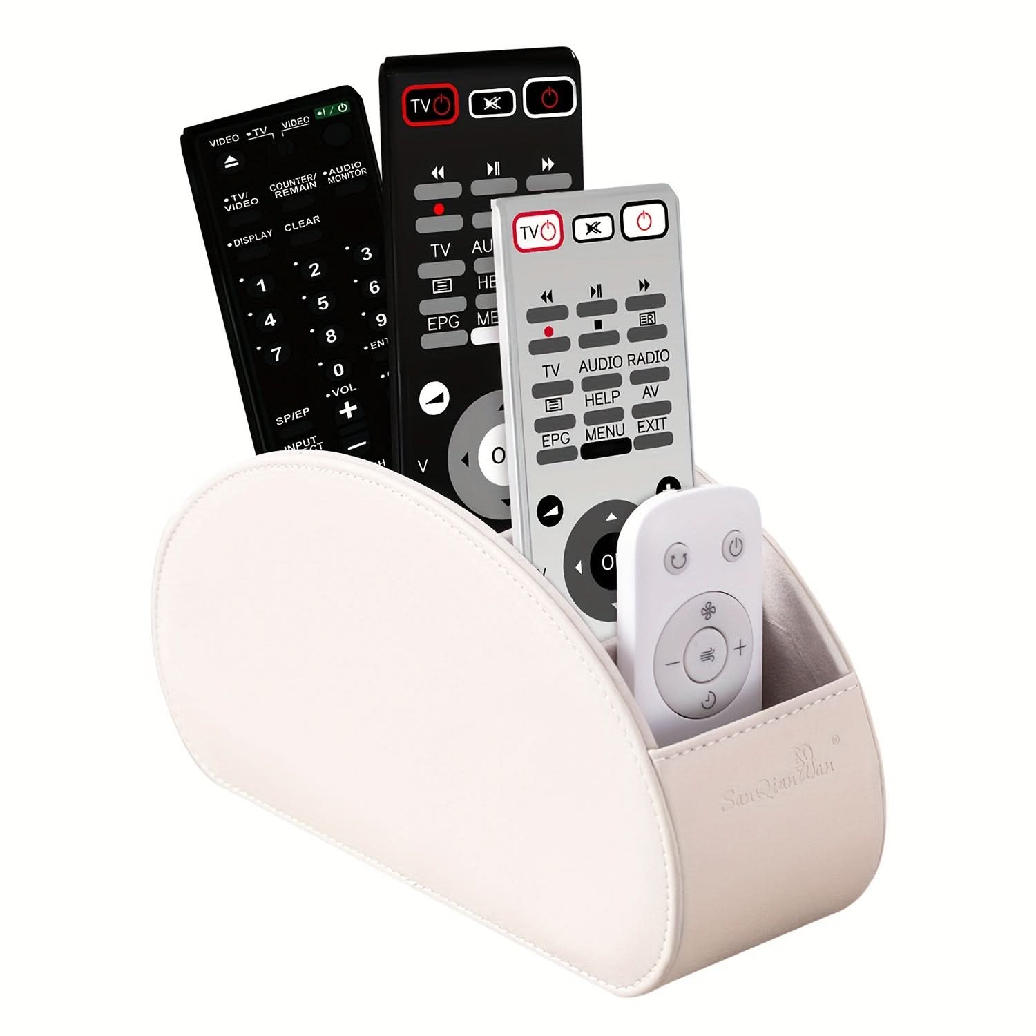 5-Compartment PU Leather Remote Organizer Box