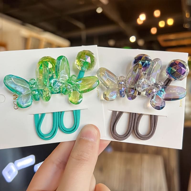5PCS Butterfly Beaded Hair Ties for Girls