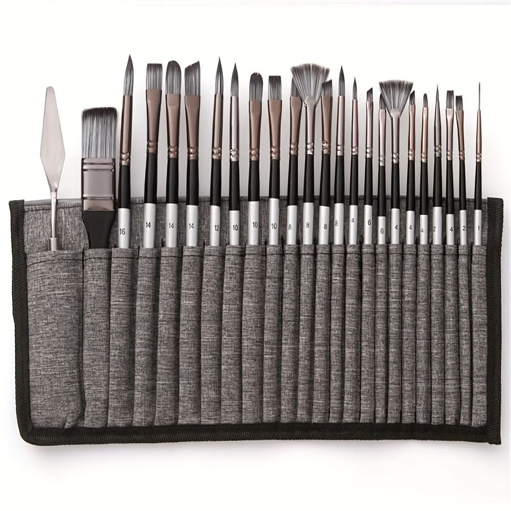24-Piece Professional Paint Brush Set with Pouch
