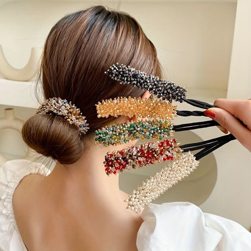 Stylish Crystal Rhinestone Donut Bun Maker - Elegant Hair Accessory