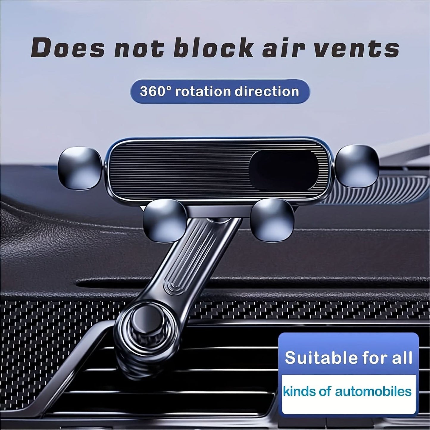 360° Rotatable Invisible Air Vent Mount Car Phone Holder- Retractable & Adjustable