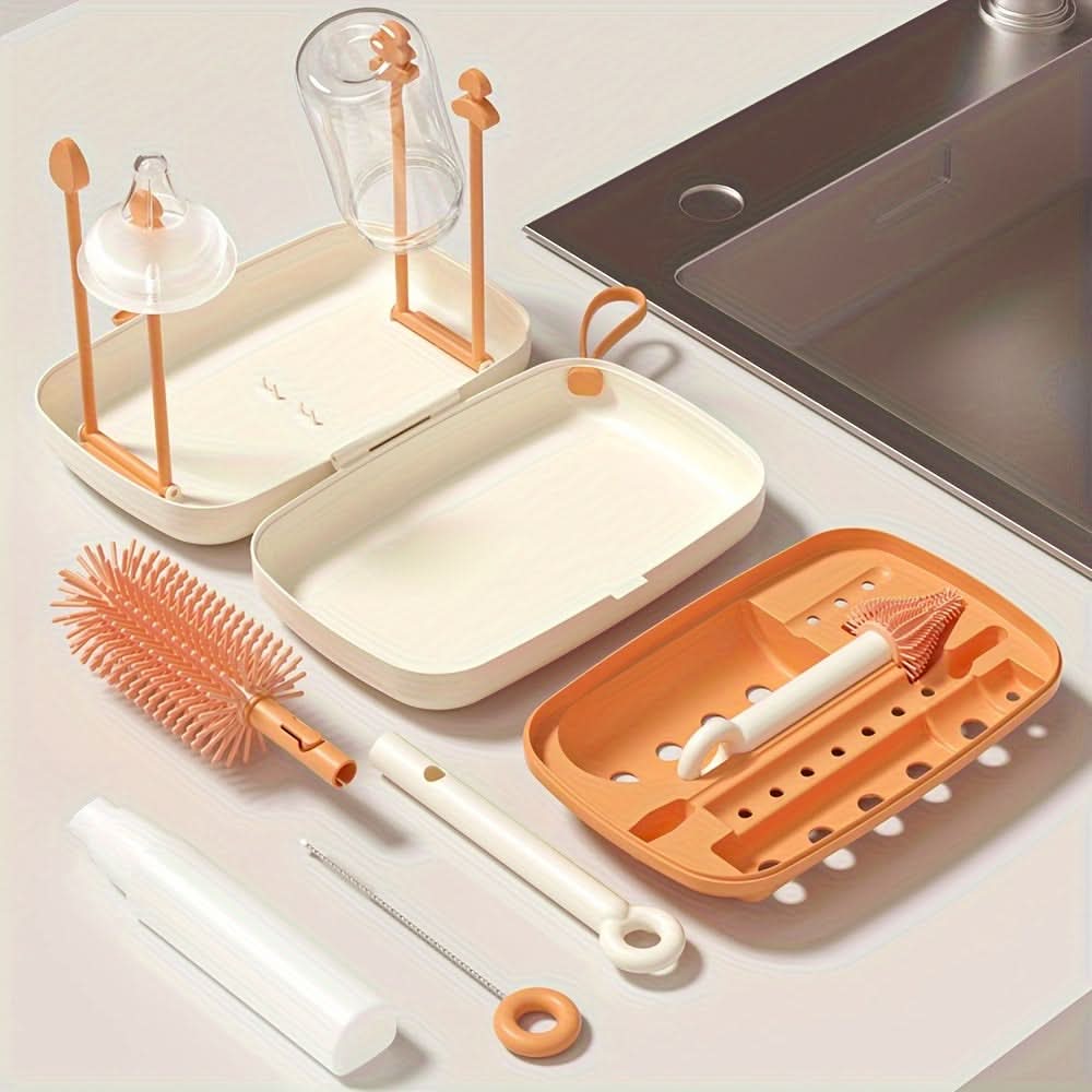Silicone Bottle & Pacifier Brush Set with Storage Box