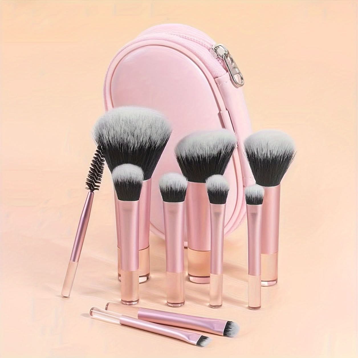 10-Piece Travel Makeup Brush Set with Case - Compact & Versatile