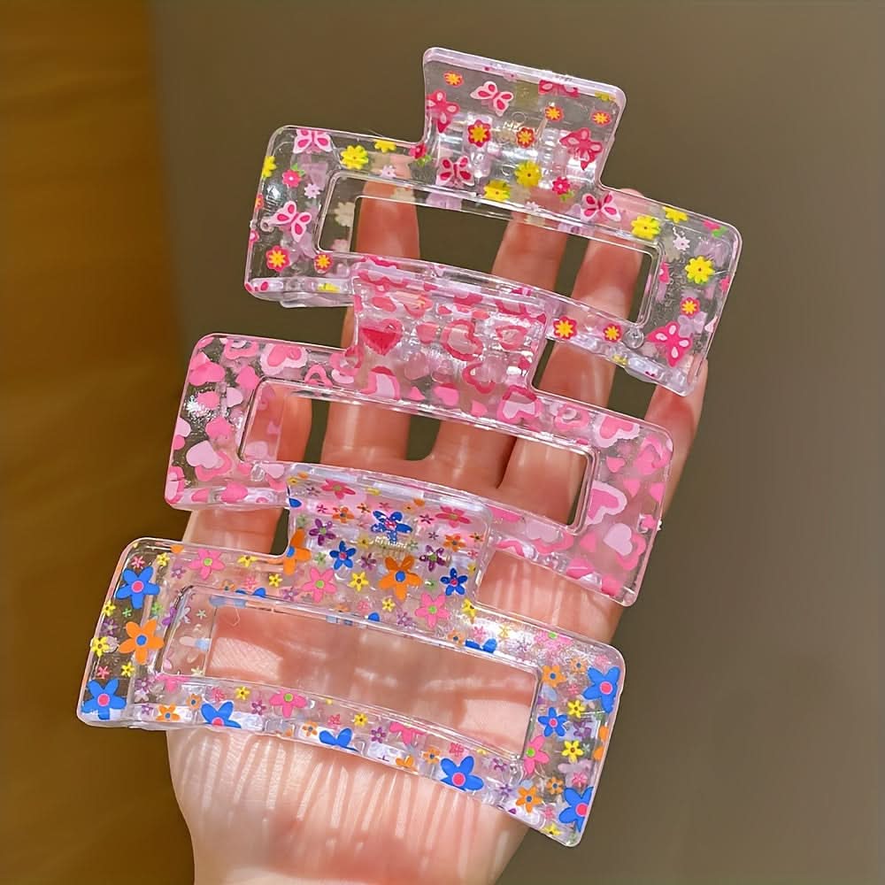 3-Pack Heart-Shaped Resin Hair Clips