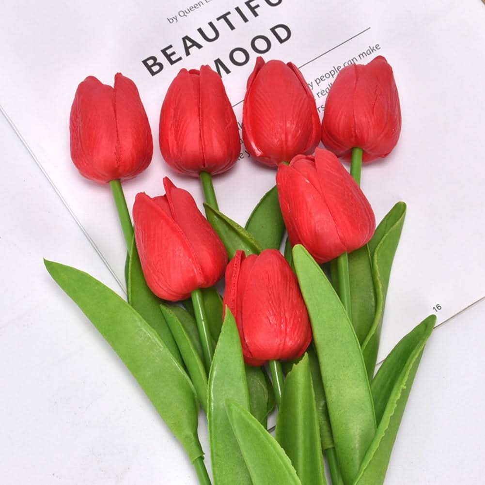 5pcs Realistic Mini Tulip Set – PU Artificial Flowers