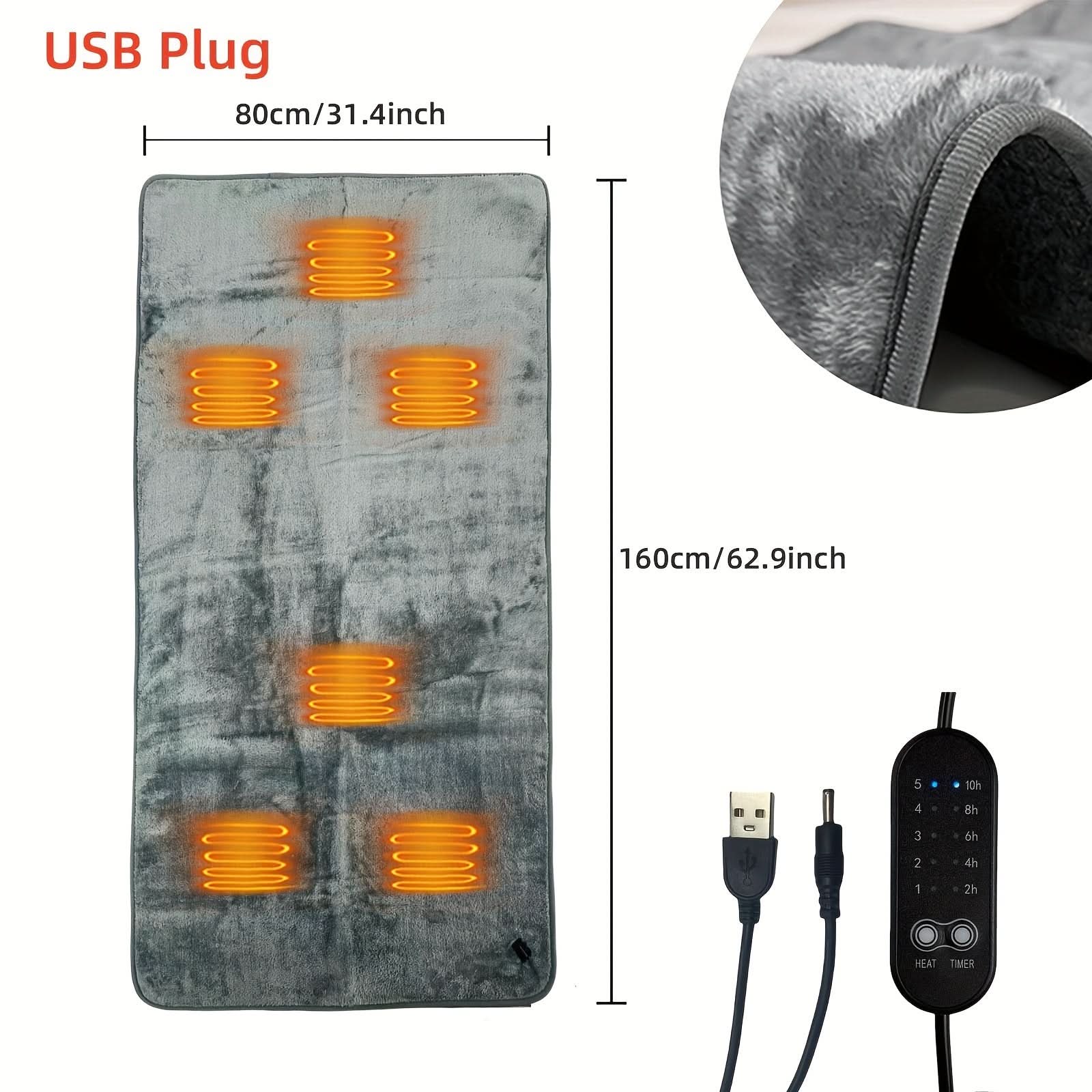 USB Electric Heated Blanket with 5 Temperature Settings