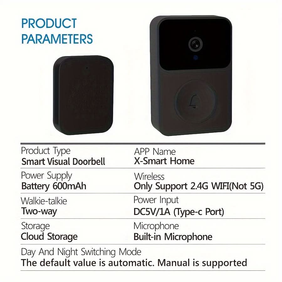 Smart Doorbell with HD Camera, Wi-Fi App Control