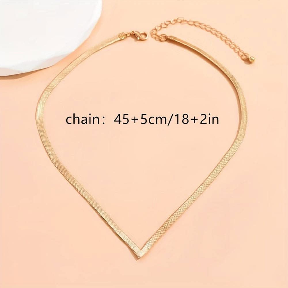 Chunky Golden Snake Herringbone Chain Necklace (4mm)