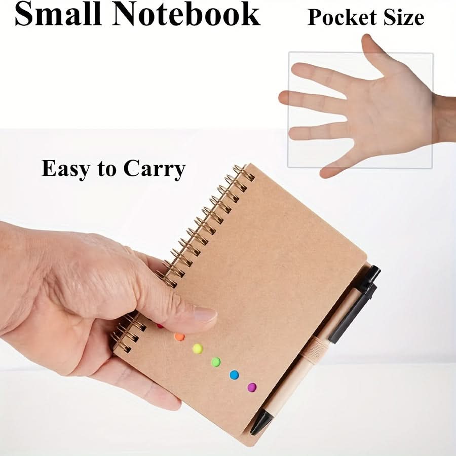 4-Pack Small Spiral Notebooks with Pen Holder