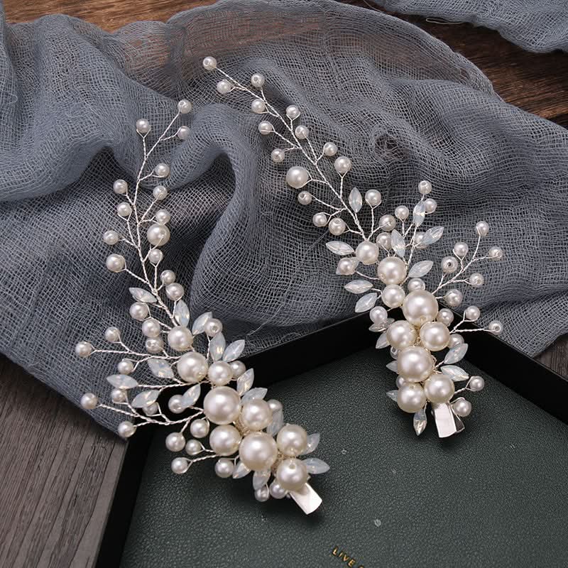 Rhinestone Faux Pearl Bridal Headband Tiara