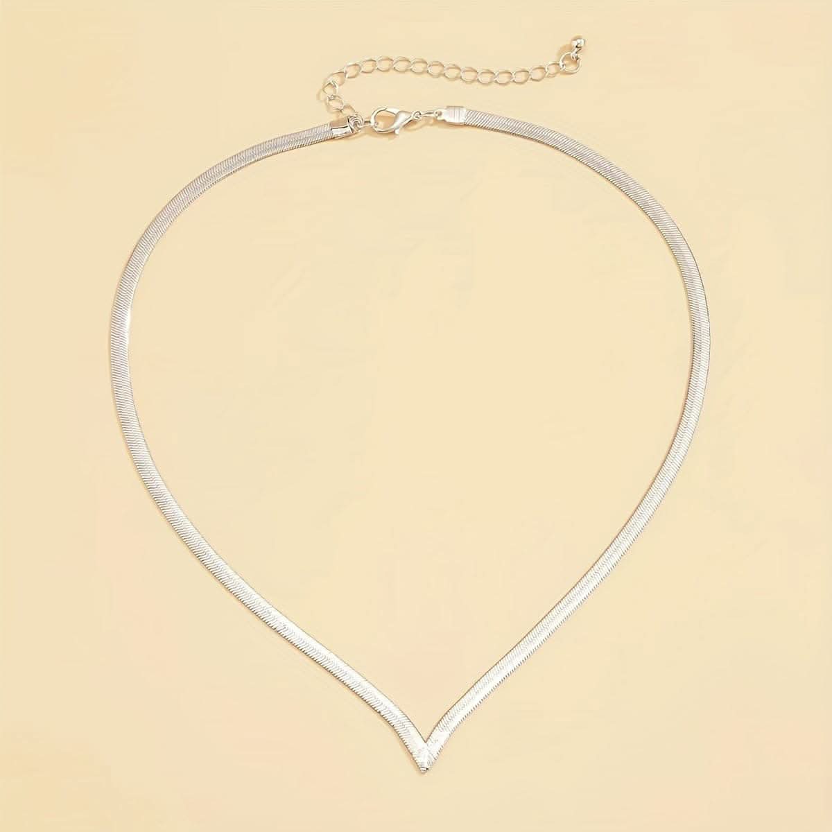 Chunky Golden Snake Herringbone Chain Necklace (4mm)