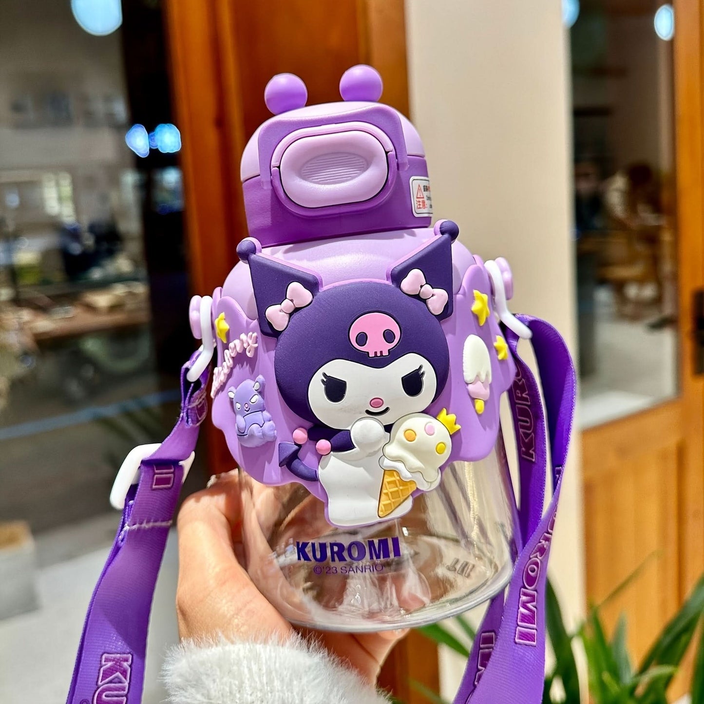 Sanrio Cartoon Character Water Bottle with Straw