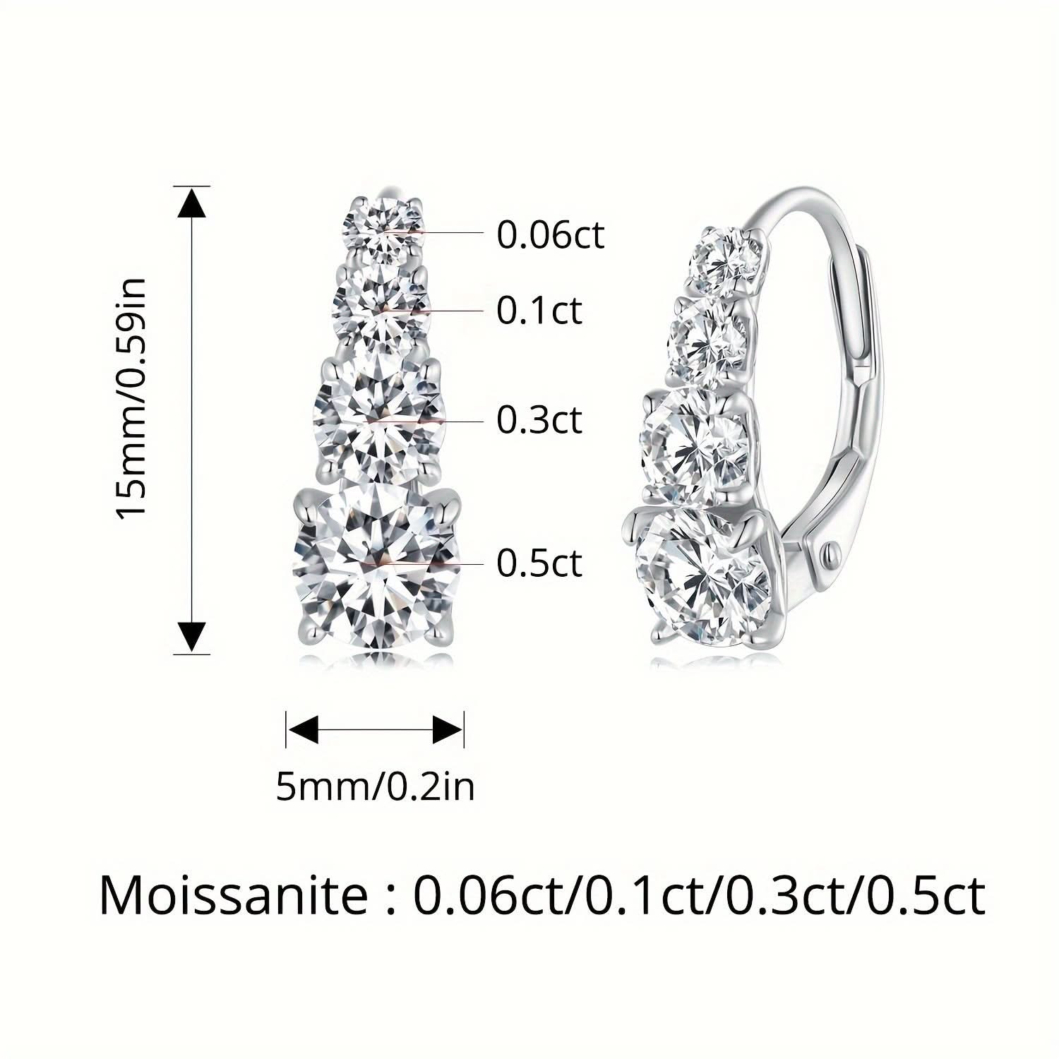 Luxurious Moissanite Sterling Silver Hoop Earrings