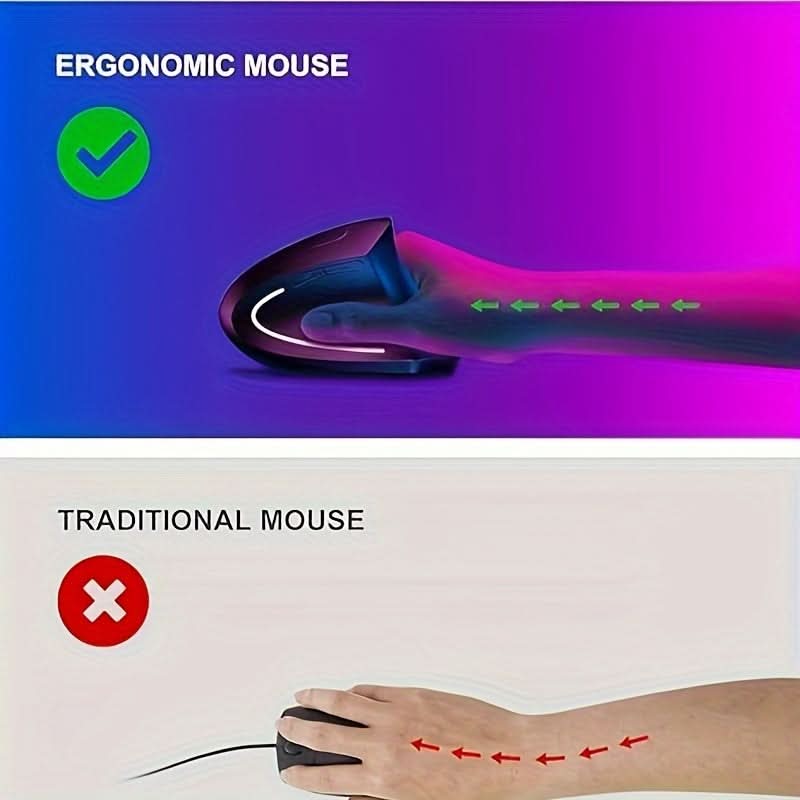 Wireless Ergonomic Vertical Mouse, 6-Button, Right-Handed