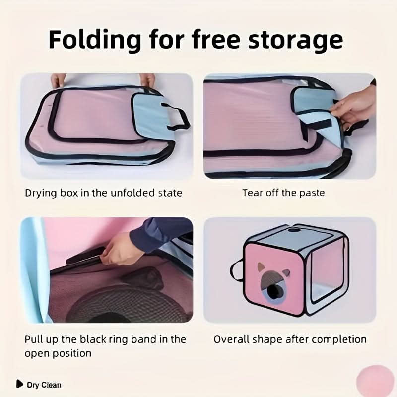 Foldable Pet Drying Box for Cats & Small Animals