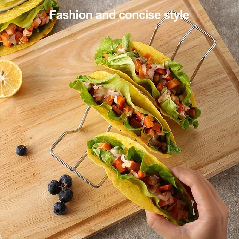 Stainless Steel Taco Holder Rack, 4-Slot Stand
