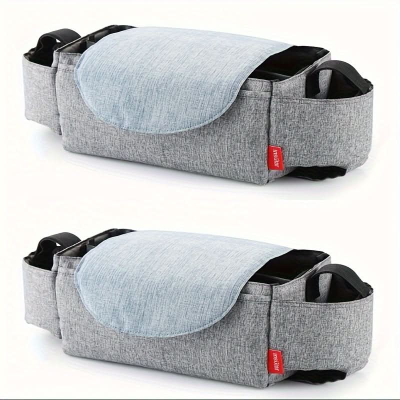 2pcs Universal Stroller Organizer Bags with Cup Holders