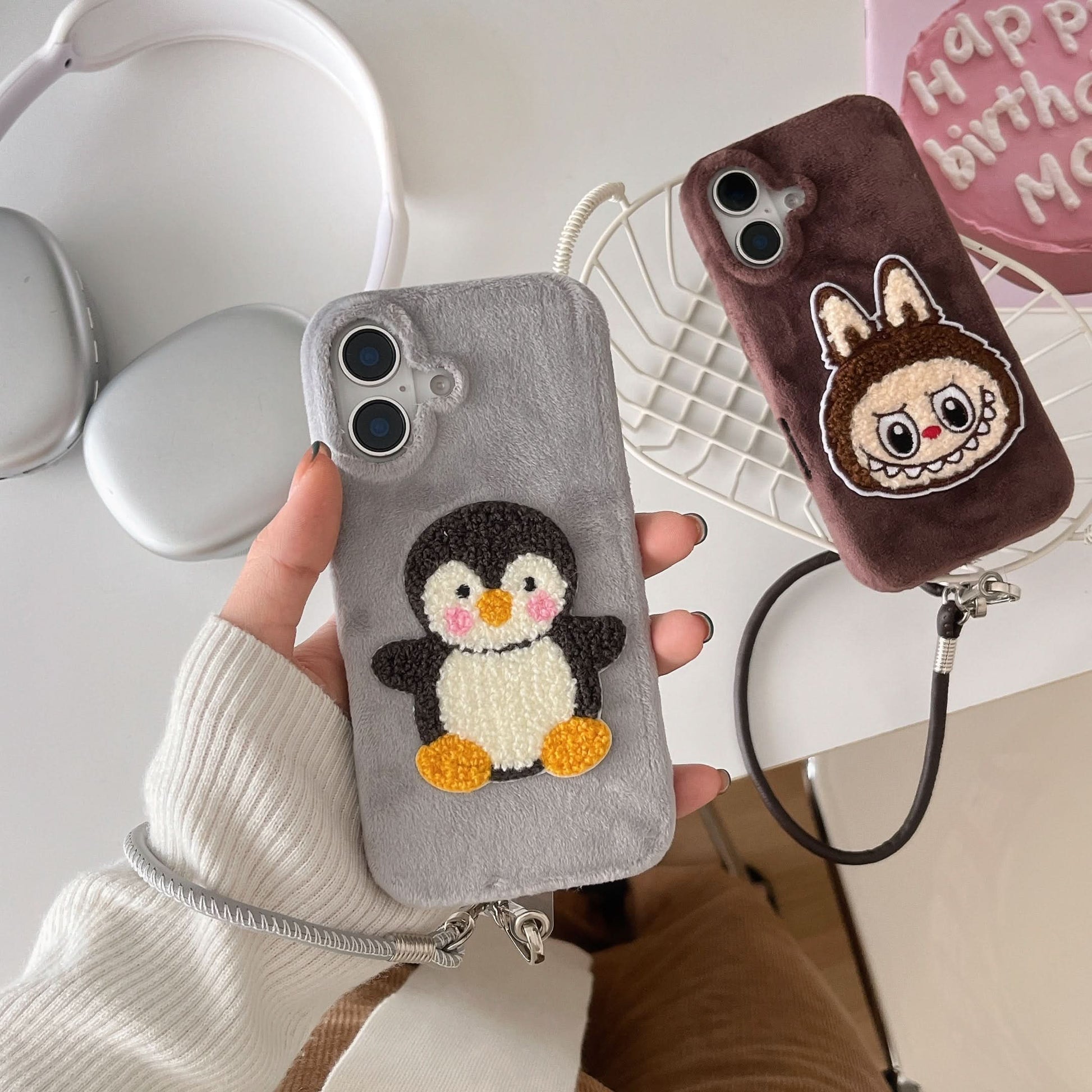 Quirky Velvet Plush Embroidered iPhone Case