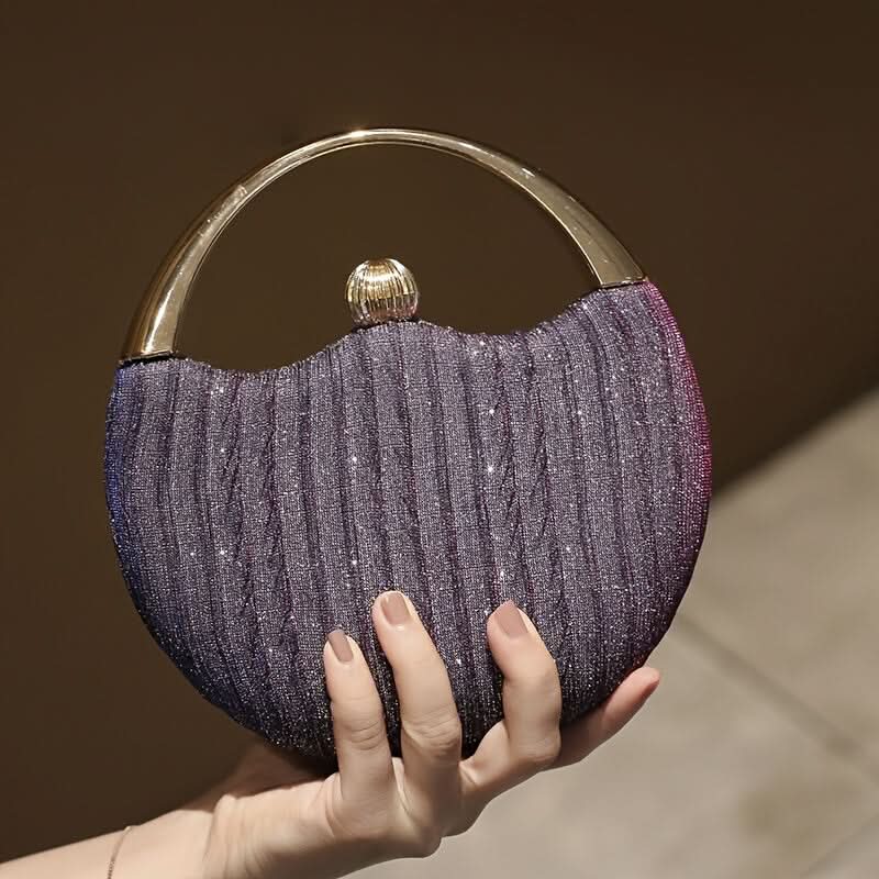 Vintage Black Glitter Clutch – Gold Handle