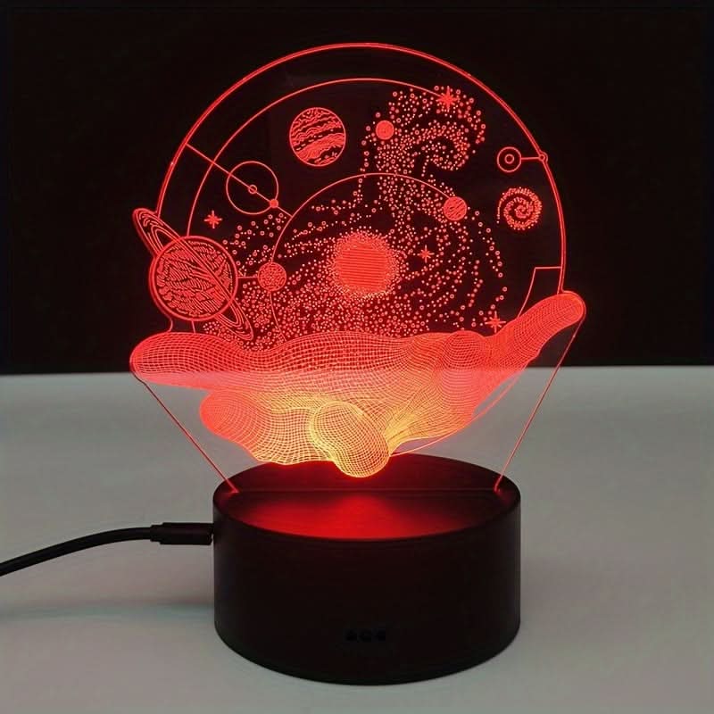 Cosmic Planet 3D Night Light - Colorful USB Powered, Touch Control Bedroom Decor