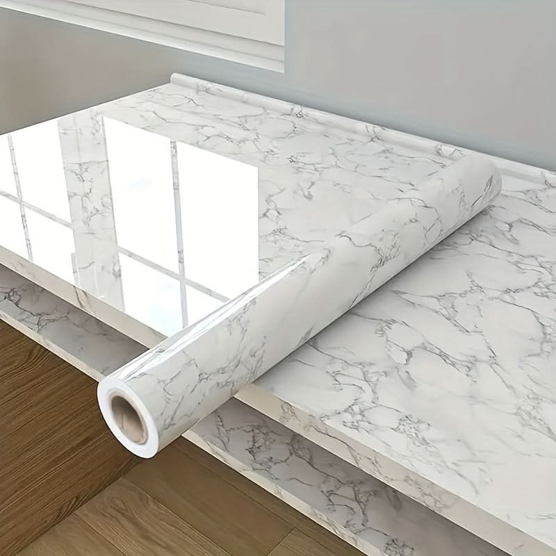 Peel and Stick Dark White Marble Wallpaper Roll