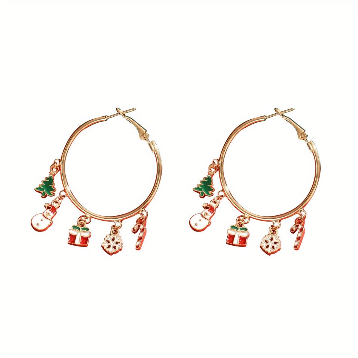 Christmas Snowflake Hoop Earrings for Women