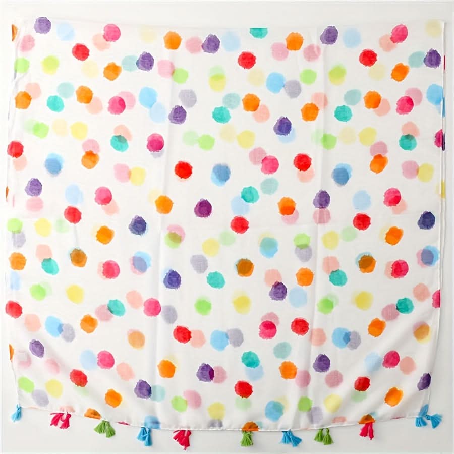 Colorful Polka Dot Women’s Scarf with Tassels